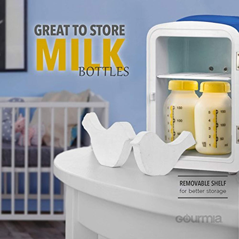 Gourmia GMF660 Pepsi Thermoelectric Mini Fridge Cooler and Warmer - 4 Liter/ 6 Can - For Home,Office, Car, Dorm or Boat - Compact & Portable - AC & DC Power Cords - Blue