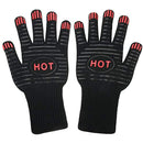 Vikeepro Silicone BBQ Grill Gloves, Superior Heat Resistant Oven Mitts for Barbecue, Grilling, Cooking, Frying, Baking with Anti-Slip Design Providing Hands & Forearm Protection (Long, Fire)