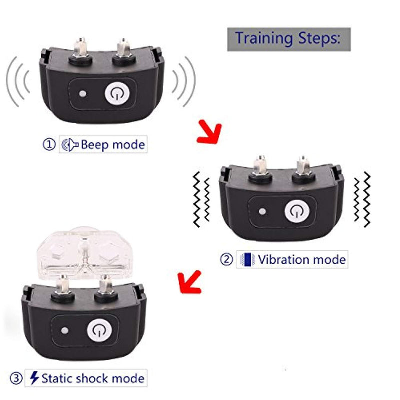 PetAZ Electric Black Dog Shock Collar Trainion Newest Design Rechargeable Backlight LCD Screen Remote 3 Mode Shock/Beep/Vibration Training Collars for Dog