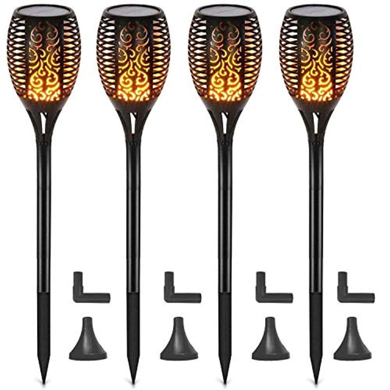 Otdair Solar Torch Lights Waterproof Flickering Flame Solar Torches Dancing Flames Landscape Decoration Lighting Dusk to Dawn Outdoor Security Path Light for Garden Patio Driveway (4 Packs)