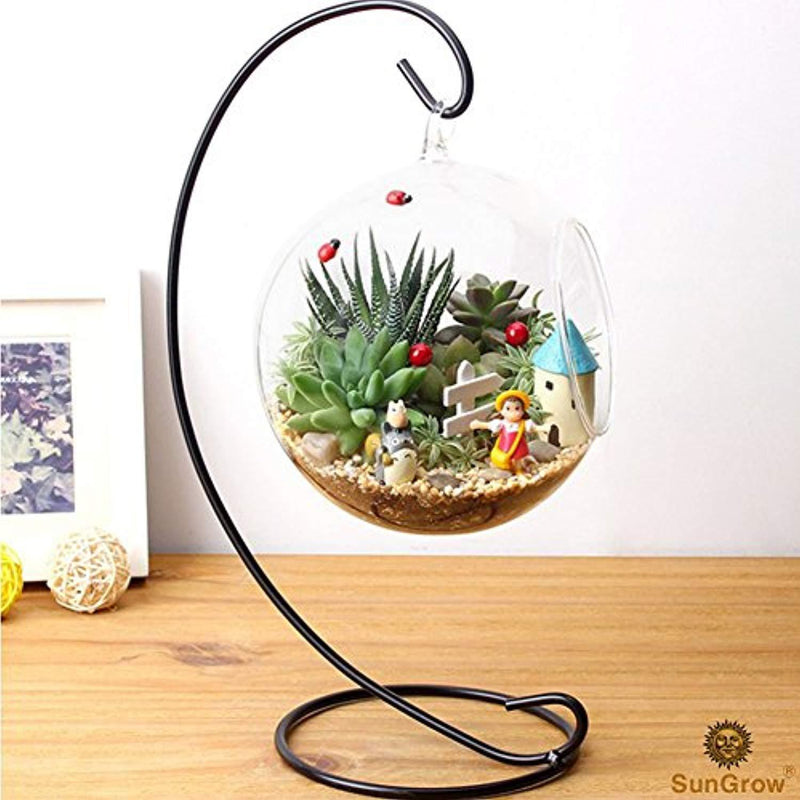 SunGrow 3 Hanging Glass Terrariums Spherical Air Plant Orb - Handmade, Heat-Resistant Glass - Create Refreshing Atmosphere in Terrace Garden - Rocks, Plants & Other Accessories NOT Included