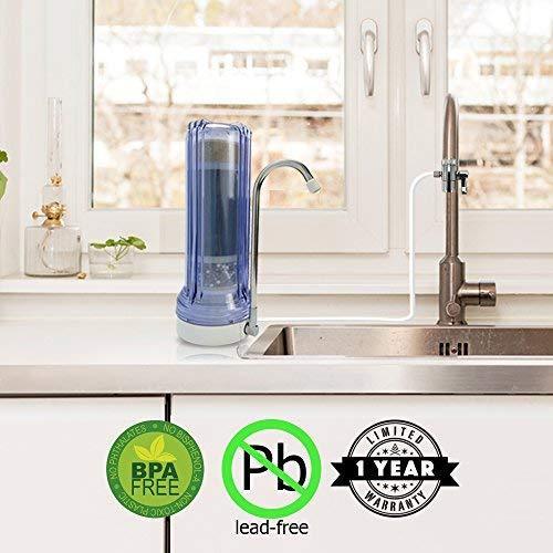 APEX Quality Countertop Drinking Water Filter - 5 Stage Mineral Cartridge - Best Alkaline Filtration System - Recommended for Healthier Safer Purified Water (Red)