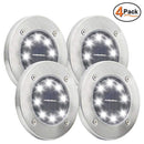 Maggift Solar Ground Lights, 8 LED Garden Pathway Outdoor In-Ground Lights, 4 Pack (White)