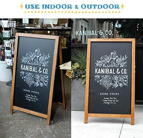 VersaChalk A Frame Sidewalk Chalkboard Sign with Rustic Wood Frame and Non Porous Magnetic Blackboard Surface Compatible - 24 x 42 Inches