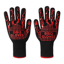 BBQ Gloves, Grill Gloves Oven Gloves 932°F Extreme Heat Resistant Gloves Heavy Duty Grill Cooking Gloves for Men, Women, Outdoor, Barbecue (Black/Red)