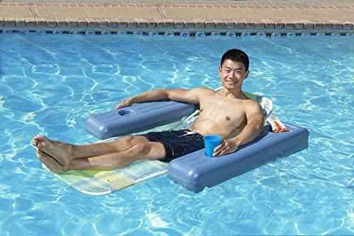 Poolmaster Swimming Pool Floating Chaise Lounge, Caribbean, Blue Stripe