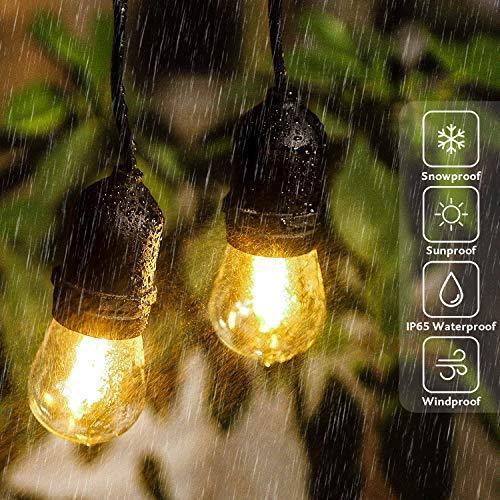 TWINSLUXES LED Patio Lights String 48FT With 2W x 24 Vintage Bulbs - Edison String Lights Outdoor, E26 Sockets Hanging Outdoor Lights, Weatherproof Commercial String of Lights for Bistro, Café, Garden