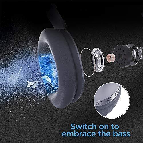 Bluetooth Headphones, LETSCOM Wireless Headphones Over Ear with Hi-Fi Sound Mic Deep Bass, 100 Hours Playtime and Soft Memory Protein Earpads for Travel Work TV PC Cellphone - Black