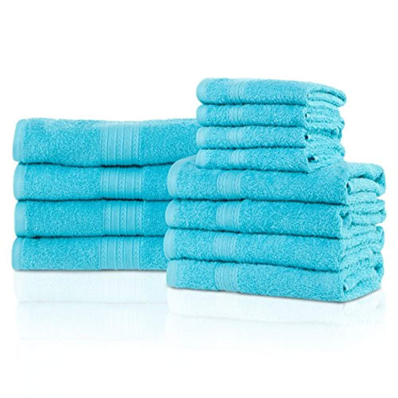 Superior 100% Ringspun Cotton 12Pc Towel Set (4 Bath, 4 Hand, 4 Face) - Turquoise