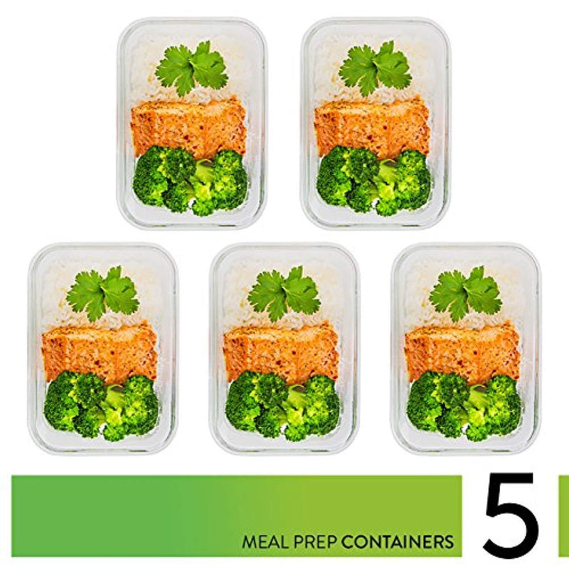 [5-Pack,36oz] Glass Meal Prep Containers - Glass Food Storage Containers with Lids - Food Containers Food Prep Containers Glass Storage Containers with lids Glass Containers Glass Lunch Containers
