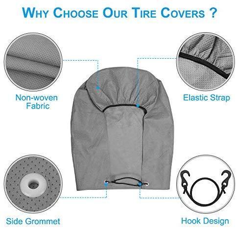 RVMasking Tire Covers for RV Wheel Set of 4 Extra Thick 5-ply Motorhome Wheel Covers, Waterproof UV Coating Tire Protectors for Trailer Truck Camper Auto, Fits 29' - 31.75" Tire Diameters