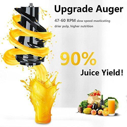 Aobosi Slow Masticating Juicer Extractor Compact Cold Press Juicer Machine with Portable Handle/Quiet Motor/Reverse Function/Juice Jug and Clean Brush for High Nutrient Fruit & Vegetable Juice