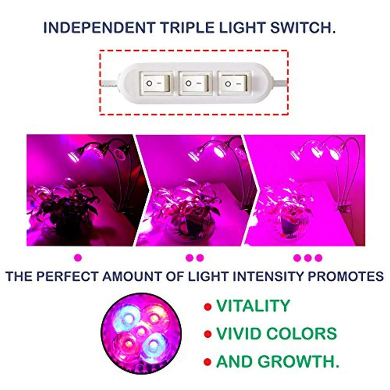 [New] Plant Grow Light with Premium Triple LED Heads, Detachable 360 Degrees Adjustable Gooseneck, Perfect for in-Door Plants' Growth/Health