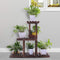 Ufine Wood Plant Stand Outdoor Indoor 3 Tier Vertical Carbonized Multiple Planter Holder Flower Ladder Stair Shelf Garden Balcony Patio Corner Pot Display Storage Rack (Space SavingLight Weight)