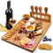 Bamboo Cheese Board Set, Charcuterie Platter and Serving Meat Board Including 4 Stainless Steel Knife and Serving Utensils, Unique Gifts for Christmas Wedding Birthday Anniversary(14''x11'')