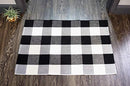 Cotton Buffalo Plaid Rugs Black and White Checkered Rug Welcome Door Mat (23.6"x35.4") Rug for Kitchen Carpet Bathroom Outdoor Porch Laundry Living Room Braided Throw Mat Washable Woven Buffalo Check