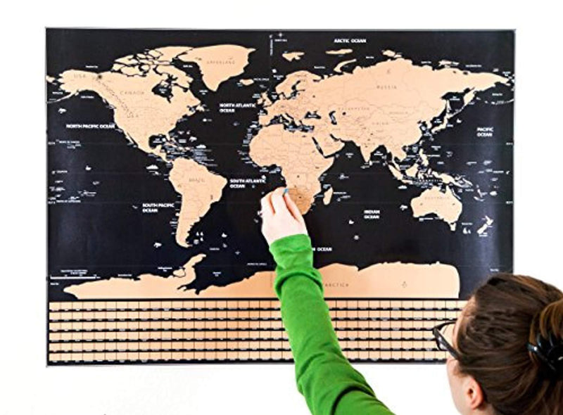 Scratch Off Map of The World Poster with US States, Thicker Paper,Large Size 32.5X23.5‘’, Country Flags, Includes Gift Box, Magnifier, 2 Scratch Tools, Dry Erase Pen, for Fun, Education, Holiday Gift