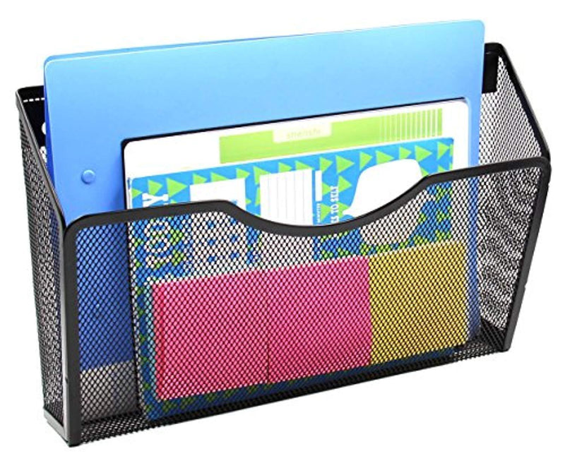 EasyPAG 3 Pocket Mesh Hanging Wall File Holder Mail Letter Organizer, Black