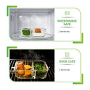[3 Pcs] Glass Meal Prep Containers Glass 2 Compartment - Glass Food Storage Containers - Glass Storage Containers with Lids - Divided Glass Lunch Containers Food Container - Glass Food Containers 29oz