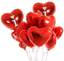 Trooer 12+2 Pack Valentines Day Decorations Heart Shaped Balloons I Love U Balloons, Valentine Wedding Birthday Party Supplies Foil Balloons with Ribbon