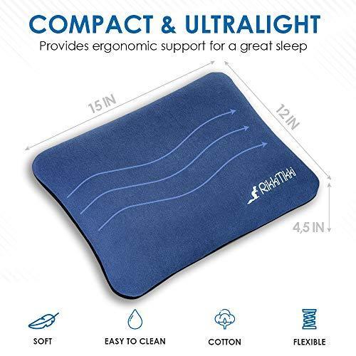 RikkiTikki Inflatable Camping Pillow - Hiking Pillow Ultralight - Backpacking Pillow Lightweight - Camp Pillow Compressible - Blow Up Camping Pillow