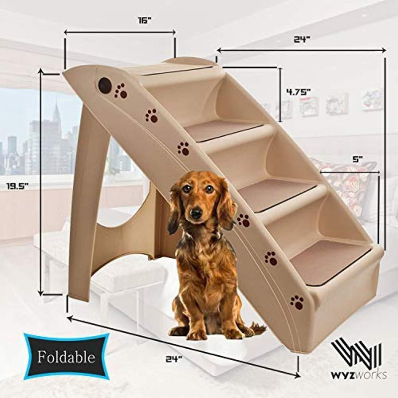 West Ivory 4 Step Pets Stairs for Dog/Cats - Portable, Washable and Affordable