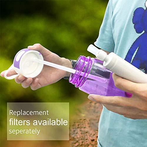 Water Bottle with Filter BOTTLED JOY 25oz BPA Free with Replaceable 2-Stage Water Filter Straw Hollow Fiber Membrane Reusable for Hiking Camping Backpacking Hunting Fishing Emergency Survival