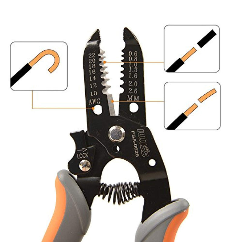 IWISS Crimping Tool Kits with Wire Stripper and Cable Cutters Suitable for Non-insulated & Insulated Cable End-sleeves Terminals or Ferrules with 5 Changeable Die Sets in Oxford Bag