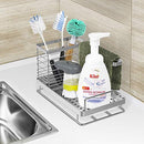 ODesign Kitchen Sink Caddy Organizer Sponge Soap Brush Holder with Drain Pan Stainless Steel ODesign