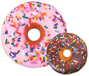 iscream Sugar-riffic Donut Shaped Bi-Color 16" Photoreal Print Microbead Pillow, Pink Front/Chocolate Back, 16"Wx16"H