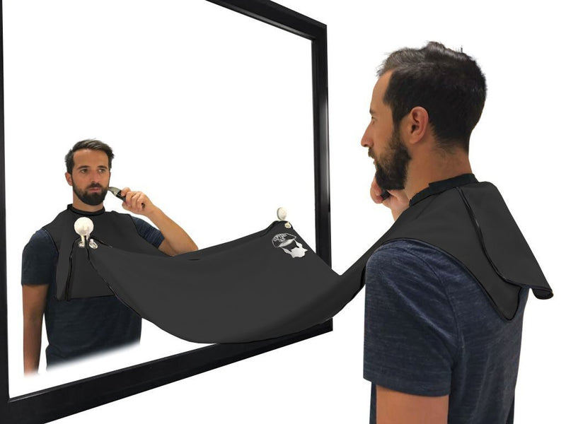 Beard Hair Catcher, Beard Cape Apron for Shaving and Grooming with Suction Cups for Mirror, Black. By Captain Jax