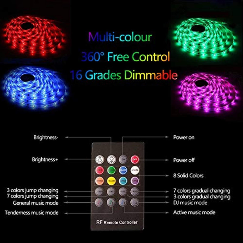 G GEEKEEP Music Activated LED Strip Lights,16.4ft/5m 12V Color Changing Rope Lights Pulse to Beats of Music