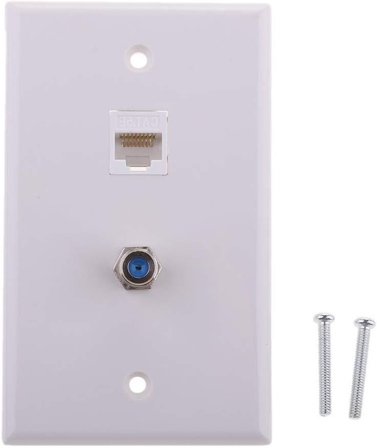 JZLiner Ethernet Coax RJ45 Coaxial F Type Wall plate Jack Socket Outlet Networking Cover Panel