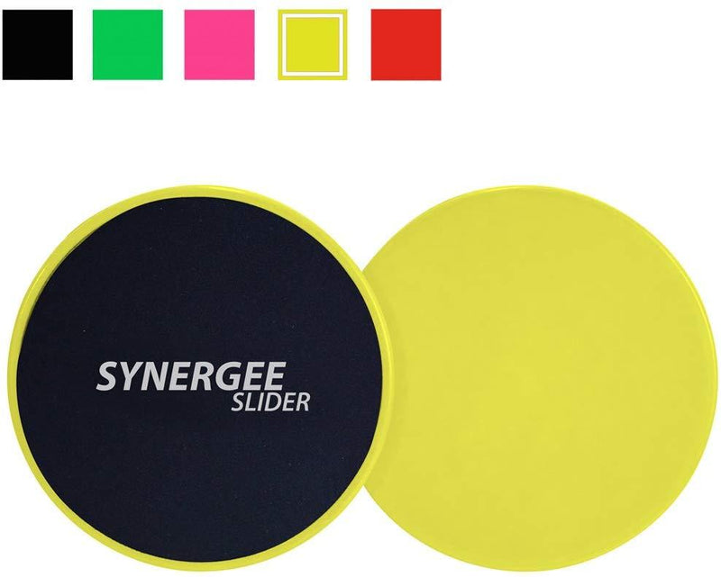 Synergee Core Sliders. Dual Sided Use on Carpet or Hardwood Floors. Abdominal Exercise Equipment