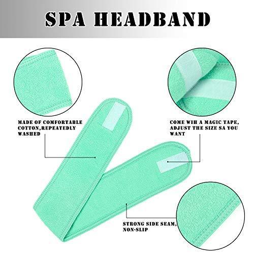 Spa Facial Headband Whaline Head Wrap Terry Cloth Headband 4 counts Stretch Towel with Magic Tape for Bath, Makeup and Sport (White)