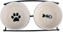 Ymachray Pet Feeder Double Ceramic Bowl for Small Dogs and Cats