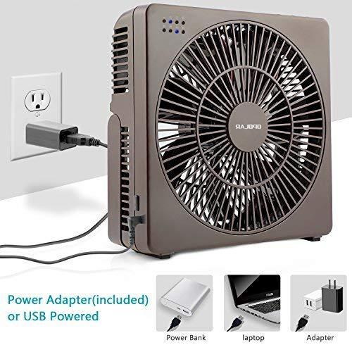 OPOLAR 8 Inch Desk Fan with Timer, USB Operated, 5 Speeds Powerful Wind, Quiet Operation for Personal Office, Portable Table Hanging Fan for RV, Travel Camping (Adapter Included)