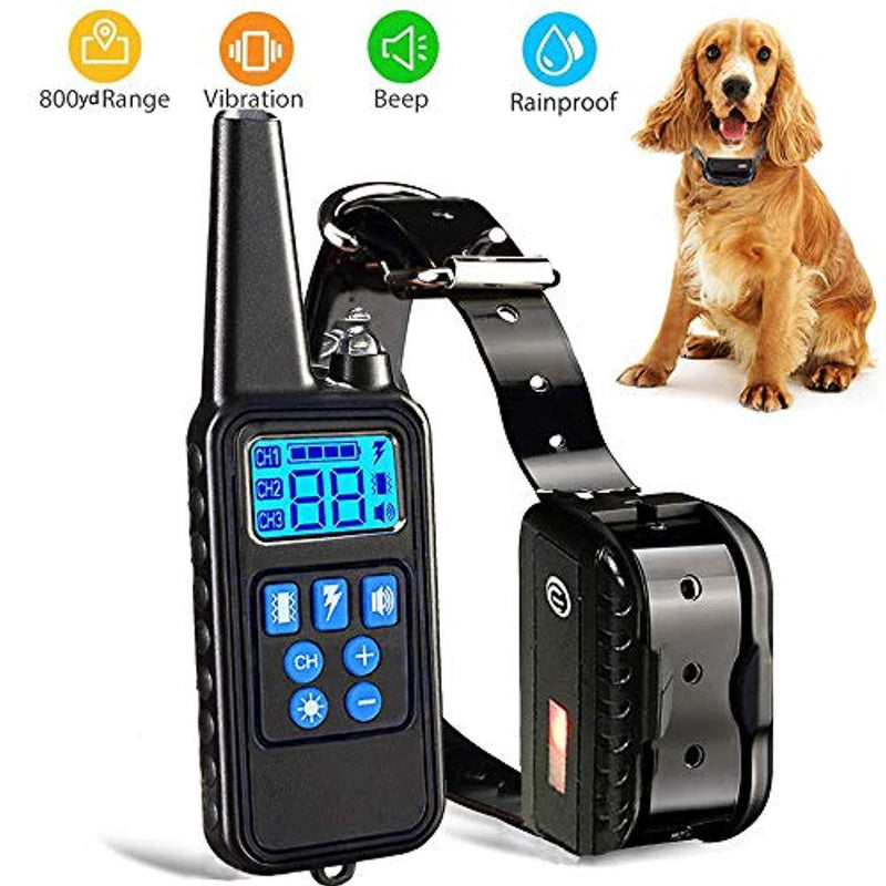 Dog Training Collar with Remote Rainproof Shock Collar 800 Yards Control with Beep Vibration and Harmless Shock No Barking Collar for Small Medium Large Dog