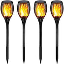 Gold Armour Solar Lights Outdoor - Flickering Flames Torch Solar Path Light - Dancing Flame Lighting 96 LED Dusk to Dawn Flickering Tiki Torches Outdoor Waterproof Garden (4 Pack)