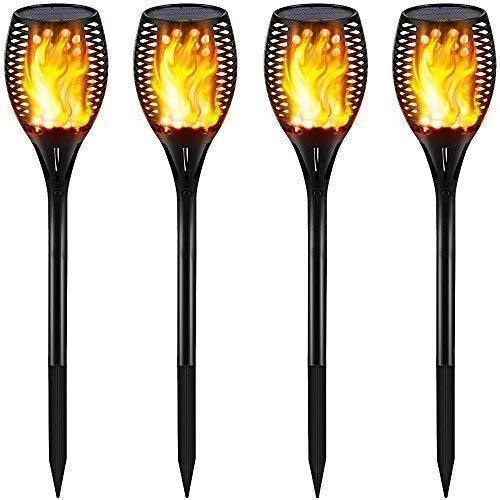 Gold Armour Solar Lights Outdoor - Flickering Flames Torch Solar Path Light - Dancing Flame Lighting 96 LED Dusk to Dawn Flickering Tiki Torches Outdoor Waterproof Garden (4 Pack)