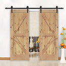 Hahaemall Antique Rustic 6FT/72'' J-Shape Sliding Barn Door Hardware Double Wooden Door Cloest Steel Track Closet Heavy Hanging Kit