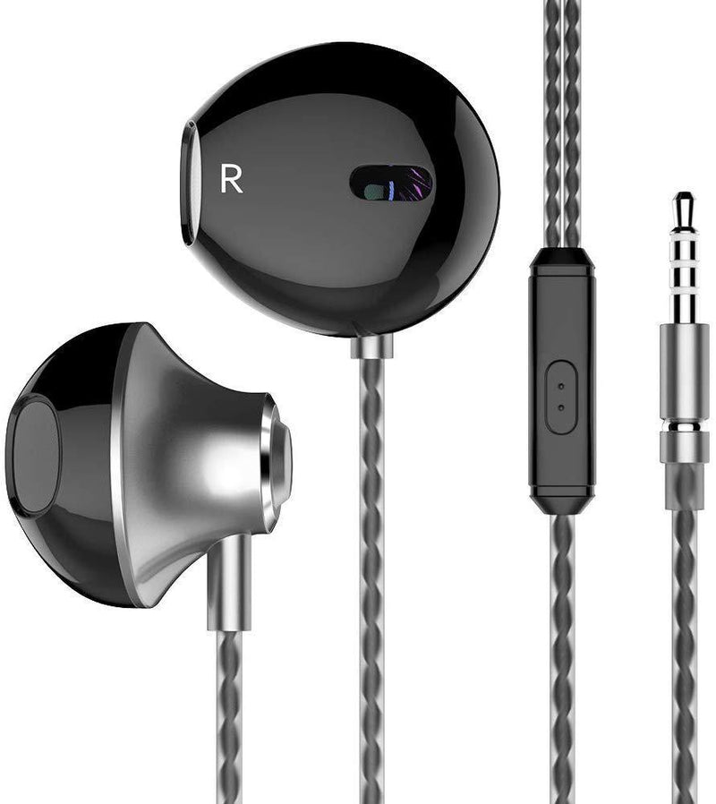 ONPIE Noise Cancelling Headphones,in-Ear Headphones Earbuds High Resolution Heavy Bass with Microphone for Smartphone Cell Phones-Black&Grey
