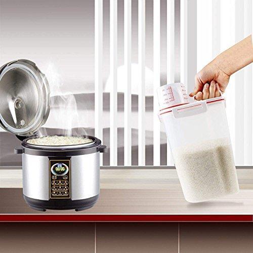 Mini Dry Food Storage Container - Rice Container with Pour Spout + Cup - Handy Dry Food Keeper for Sugar Beans Grain Candy 1.5L Blue