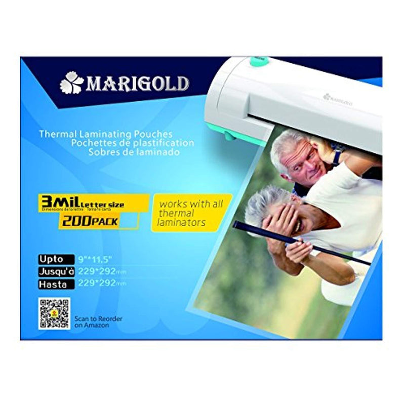 Marigold 205-Count Pack 3 mil Letter Size, 9"x11.5", Thermal Laminating Pouches Laminator Film Sheets for Laminator Machine (TLP3LTR)