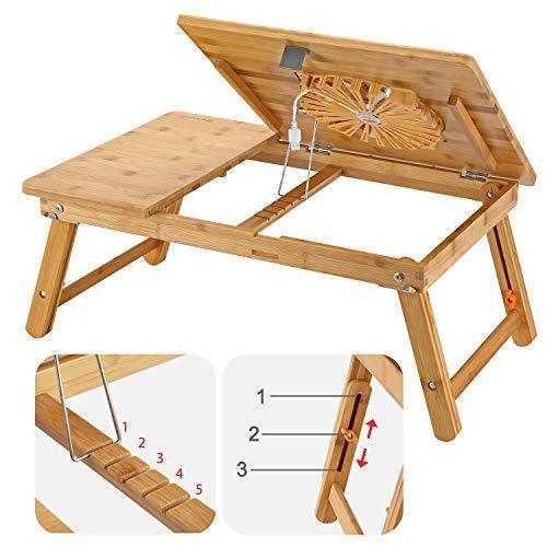 Laptop Desk Nnewvante Adjustable Laptop Desk Table Bamboo Foldable Breakfast Serving Bed Tray w' Drawer by NNEWVANTE