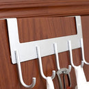 ACMETOP Over The Door Hook Hanger, Heavy-Duty Organizer for Coat, Towel, Bag, Robe - 5 Hooks, Aluminum, Brush Finish (Silver)