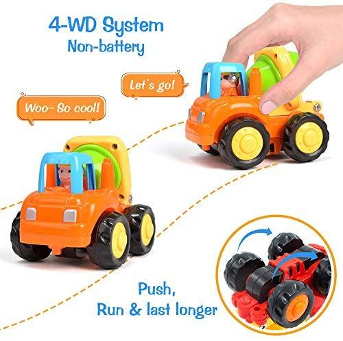 LUDILO Car Toy Trucks for 1-3 Year Old Toddler Toy Cars for 2 Year Old Boys Stinky and Dirty Toys Trucks for Boys Age 2 Small Construction Vehicles Toddler Cars Little People