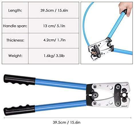 amzdeal Wire Crimper Battery Cable Crimping Tool for 0, 2, 4, 6, 8, 10 AWG Cable Lug Crimper with Cable Cutter (Improved)