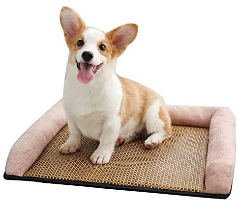 Nest 9 Four Seasons Pink Pet Dog Bed Pad, Rattan Seats Mat Nest for Small and Medium Dogs - Wear-Resistant Waterproof