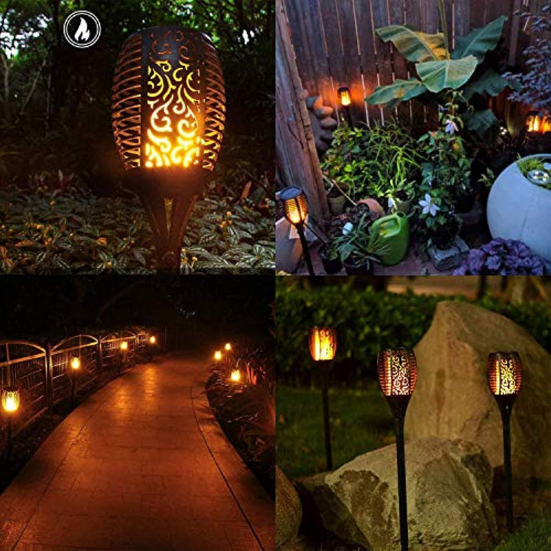 Otdair Solar Torch Lights Waterproof Flickering Flame Solar Torches Dancing Flames Landscape Decoration Lighting Dusk to Dawn Outdoor Security Path Light for Garden Patio Driveway (4 Packs)